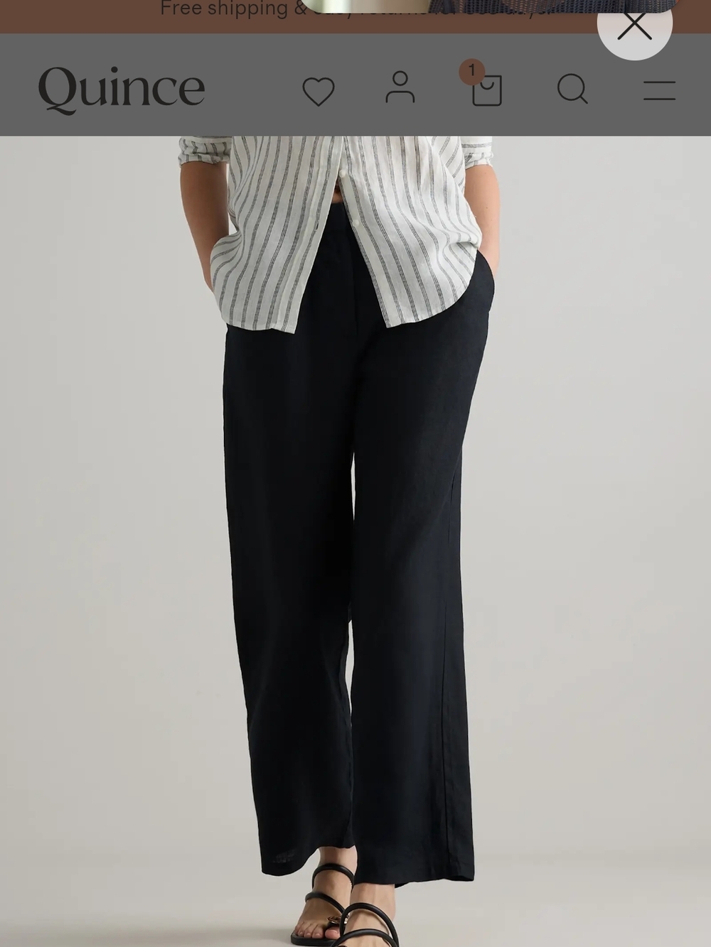 Quince Black Wide-Leg Linen-Blend Pants